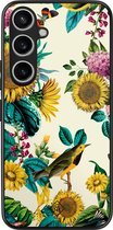 Casimoda® hoesje - Geschikt voor Samsung Galaxy A55 - Zonnebloemen / Bloemen - Zwart TPU Backcover - Bloemen - Geel