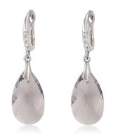 Behave Oorhangers dames – zilverkleurig – transparant kristal druppel oorbellen - stijlvolle vrouwen oorhangers - sieraden - geschenkdoos - cadeau