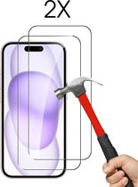 Screenprotector geschikt voor iPhone 15 Screenprotector 2X - Tempered Glass - Anti Shock iPhone 15 screen protector - 2PACK voordeelpack - EPICMOBILE