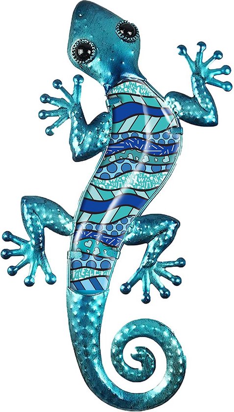 Salamander | metaal & glas | waves | blauw | XL | 19x39cm