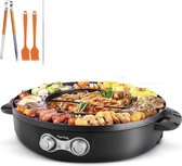 Bol.com Hotpot Pan Koreaanse BBQ-grill Hot Pot Elektrisch 220V 2200W 2-in-1 Chinese fondue binnengrill Elektrische rookloze barb... aanbieding