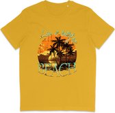 T Shirt Dames Heren - Zomer Print Life Is Better At The Beach - Geel - XXL
