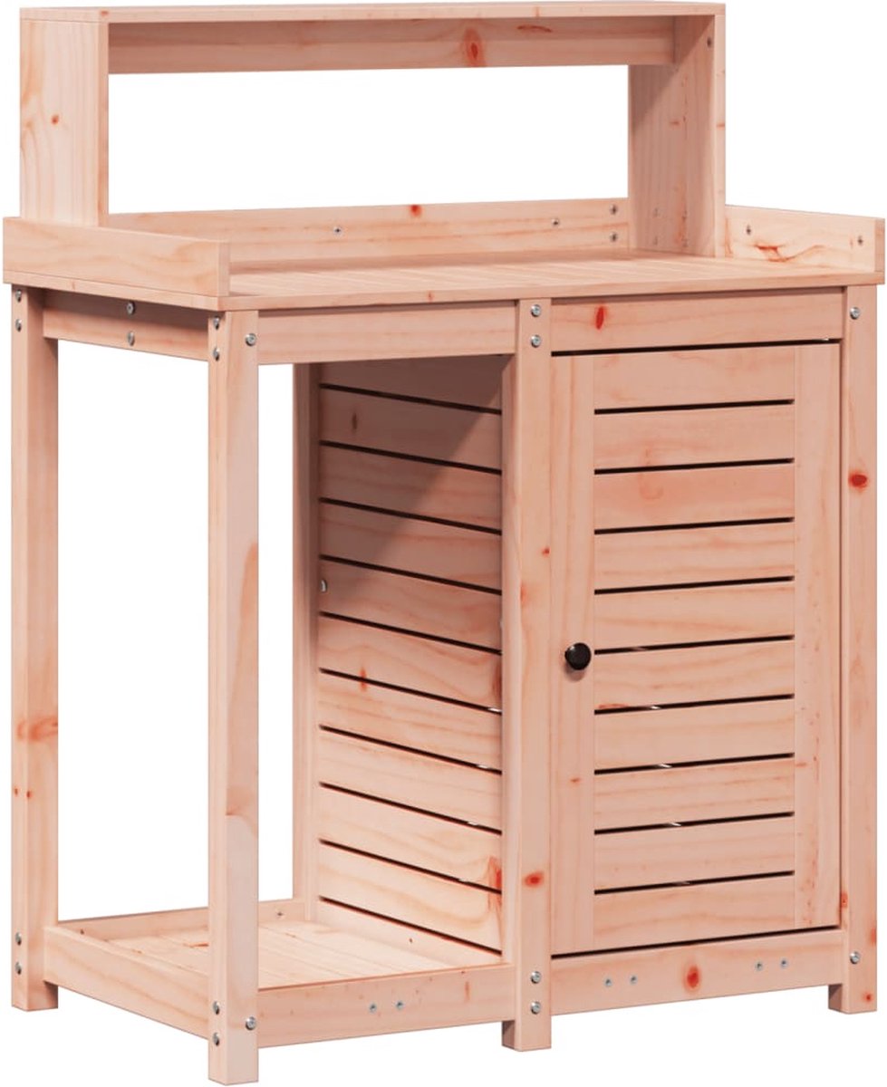 vidaXL Oppottafel - met - schappen - 82,5x50x109,5 - cm - massief - douglashout Natuurlijk douglashout