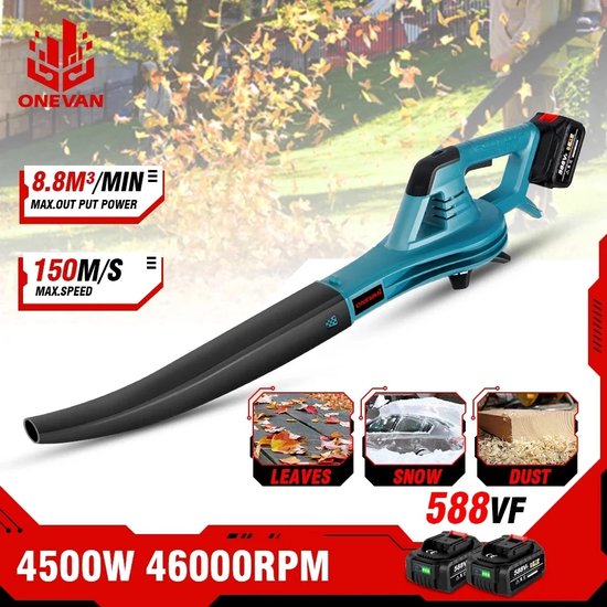 Souffleur de feuilles Shoppee - Batterie de souffleur de feuilles - Souffleur de feuilles sans fil 588vf 6 vitesses Souffleur sans fil - Souffleur d'air électrique - Batterie Li-Ion 22900Mah - Balayeuse - Souffleuse à neige - Outils de jardin
