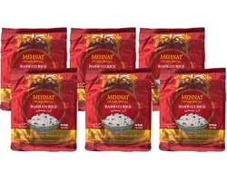 Mehnat | 6 x 1 kg Basmati rijst | Premium Indian Basmati rice | 6 kg | multipack