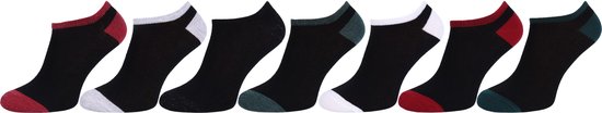 7x Zwarte sokken, voeten met gekleurde elementen