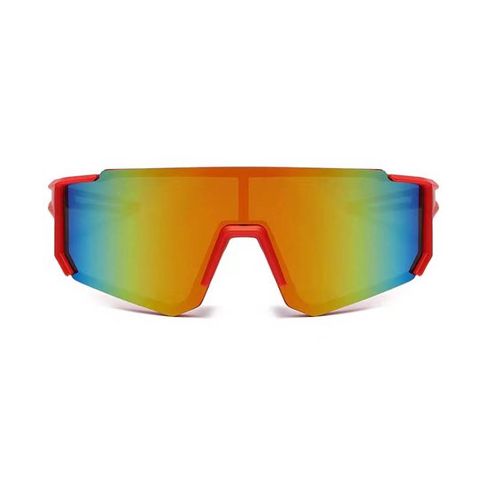 Zonnebril - Fiets - Sport - Festival bril - Rave - Voor heren en dames - Rood - Blauw/geel spiegelglas van Duduma — afbeelding 2