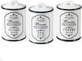 Maestro - Vershouddoos set van 3 - keramische Opbergblikken voor: Suiker Koffie Thee - 10 (diameter) x 14 (h) cm