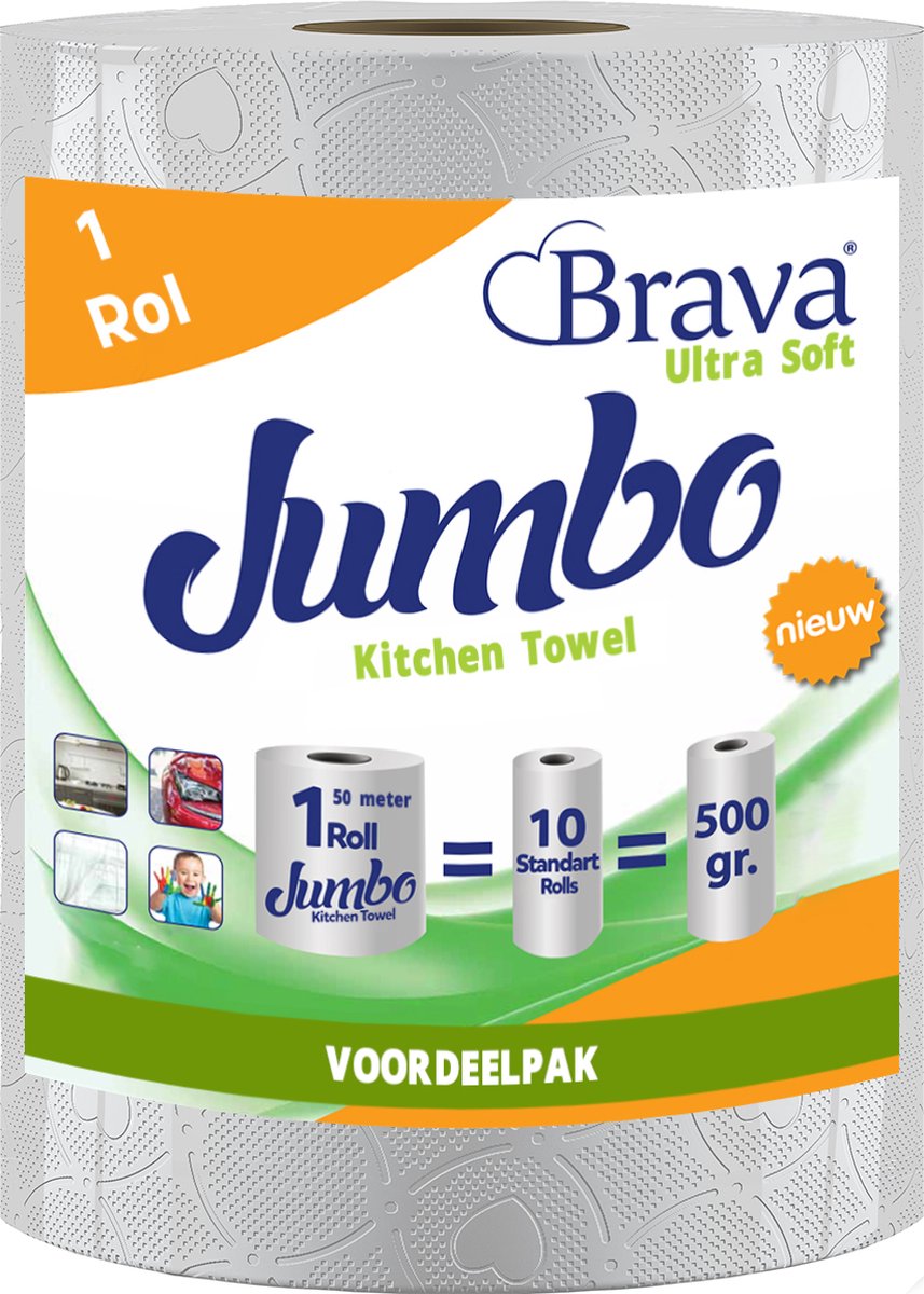 Goedkoopste Brava - Super Keukenpapier - 1 Maxi XXL Rol - Ultra Absorberend Keukenpapier - Ultra Clean Keukenrol - Voordeelverpakking