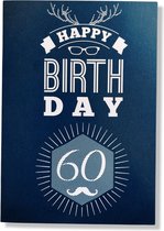 Hourra 60 ans! Carte d'anniversaire de Luxe - 12x17cm - Carte de vœux pliée avec enveloppe - Carte d'âge