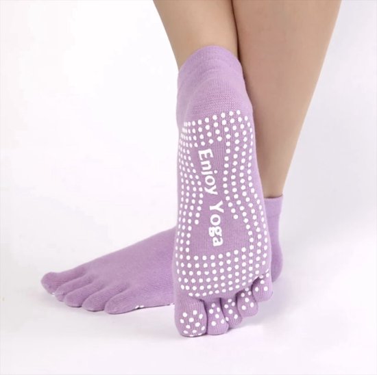 Jumada's - yoga sokken - tenen - 1 paar sokken - maat 36/40 - anti slip - lila van Merkloos — afbeelding 2