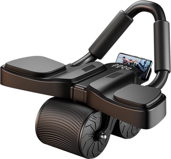 Foto: Automatische rebound abdominale roller abdominale roller workout krachttraining u abs ab roller luxe abdominal roller buikwiel fitnesswielen ab wheel lcd display duurzame buikroller training abdominal buikspiertrainer usb type c
