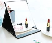 YMDZ Make-upspiegel, draagbare reisspiegel, PU-leer, klapspiegel, scheerspiegel, douchespiegel, opvouwbare sieradenspiegel (21 x 15 cm, zwart)