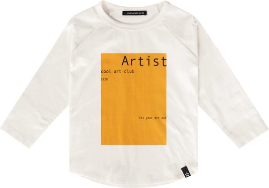 Your Wishes Artist Raglan Longsleeve - T-shirt - Lange mouwen - Ecru/Geel - Jongens - Maat: 86/92