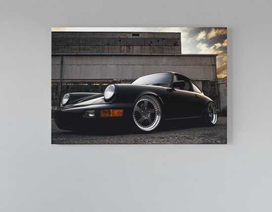 Canvas Schilderij - Oldtimer - Porsche - Zwart - Wanddecoratie - 150x100 cm