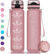 Sportfles, 500 ml, BPA-vrij, waterdicht en herbruikbaar, met filter en tijdmarkering, geschikt voor kamperen, fietsen, wandelen, school, kantoor, outdoor