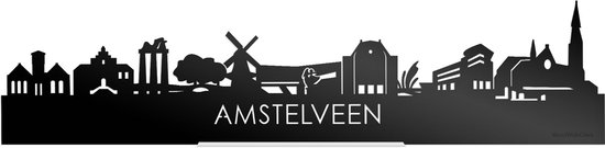 Standing Skyline Amstelveen Zwart Glanzend - 40 cm - Woon decoratie om neer te zetten en om op te hangen - Meer steden beschikbaar - Cadeau voor hem - Cadeau voor haar - Jubileum - Verjaardag - Housewarming - Aandenken aan stad - WoodWideCities