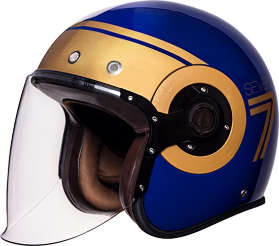 SMK Retro Jet Seven Blue S - Maat S - Helm