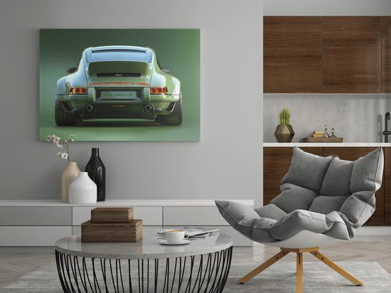 Canvas Schilderij - Oldtimer - Porsche - Groen - 150x100 cm