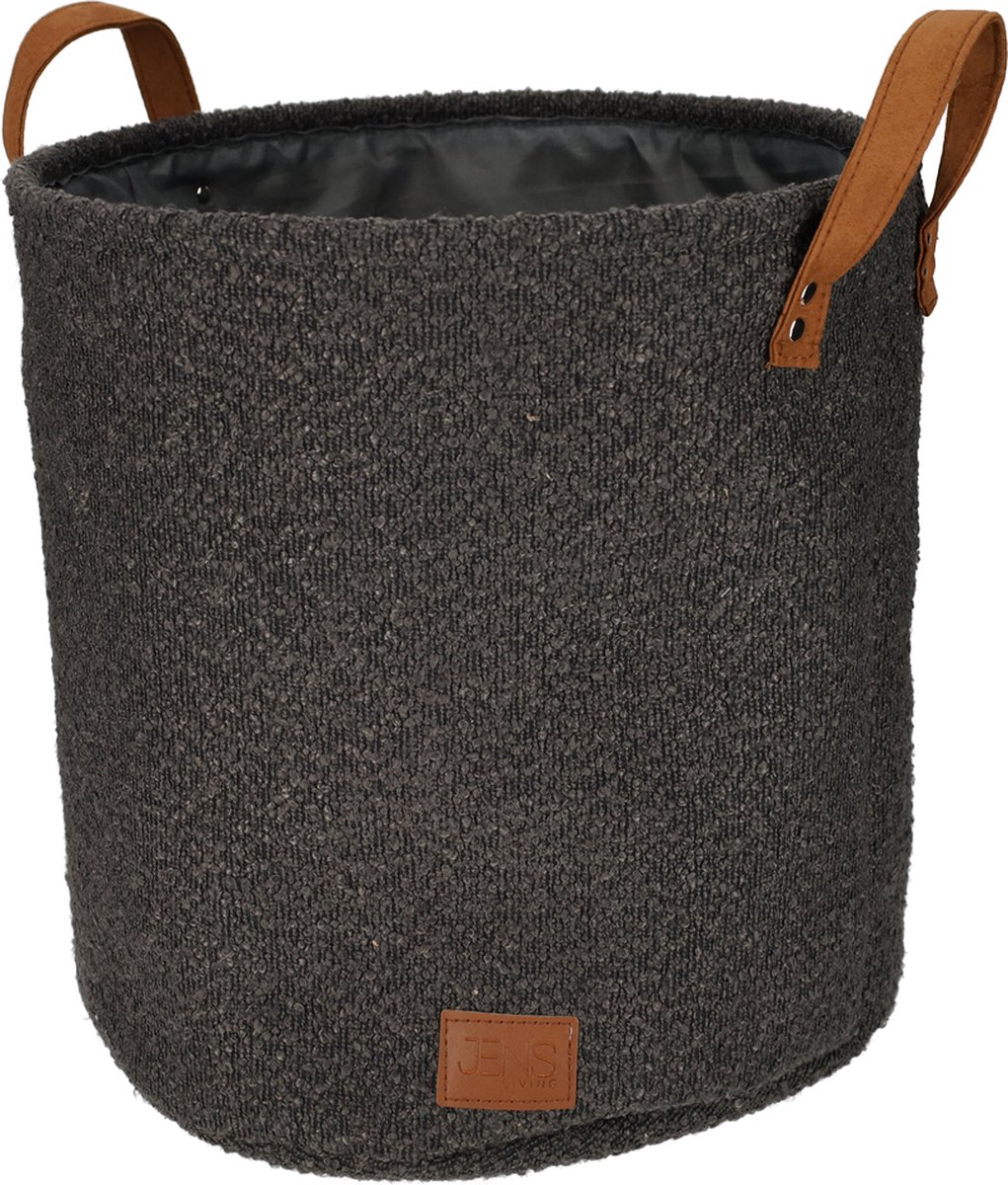 JENS Living mand bouclé - 34 x 34 x 35 cm - Antraciet