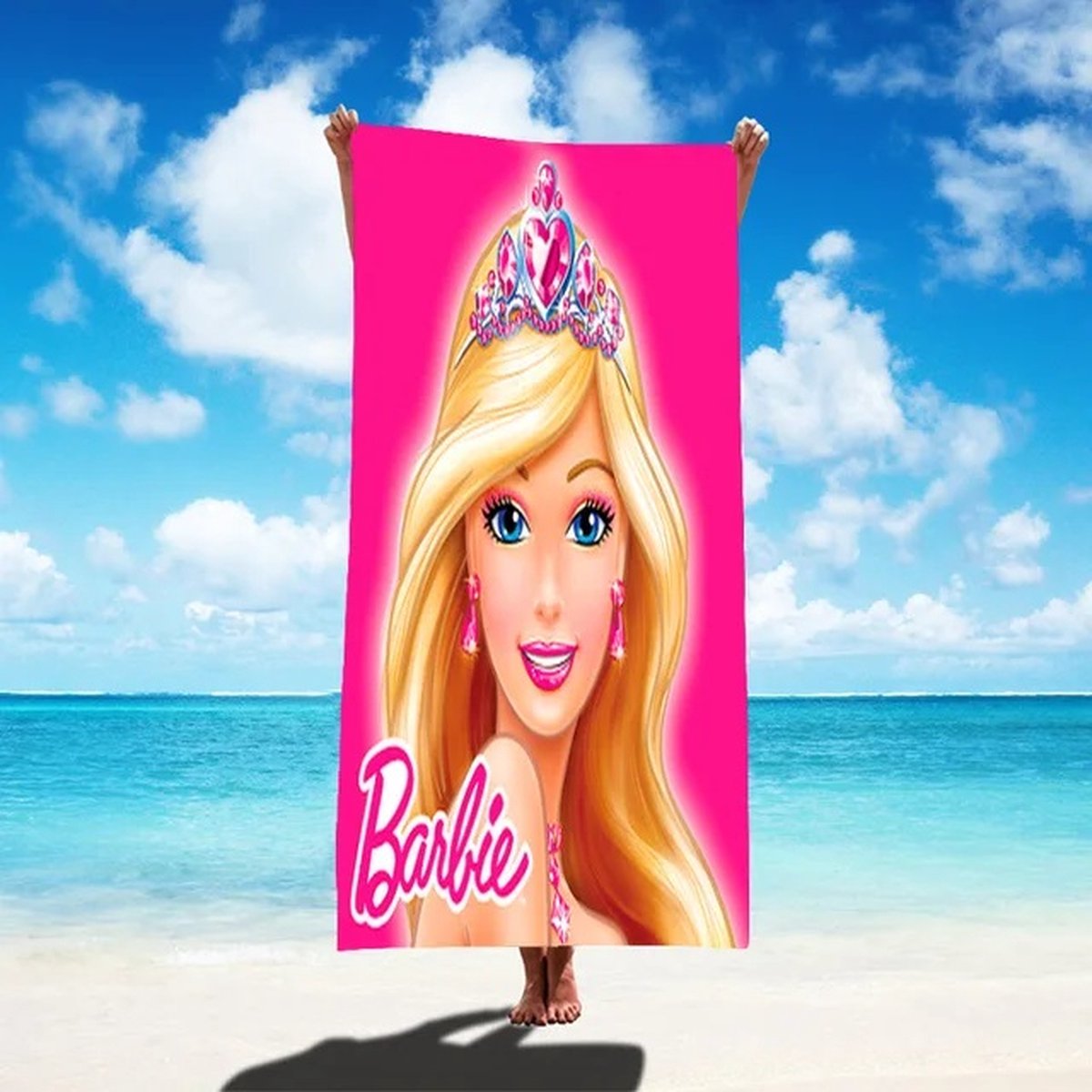 Strandlaken - Badlaken - Barbie - Afmeting: 80 x 160 cm - Kleur Roze Microvezel
