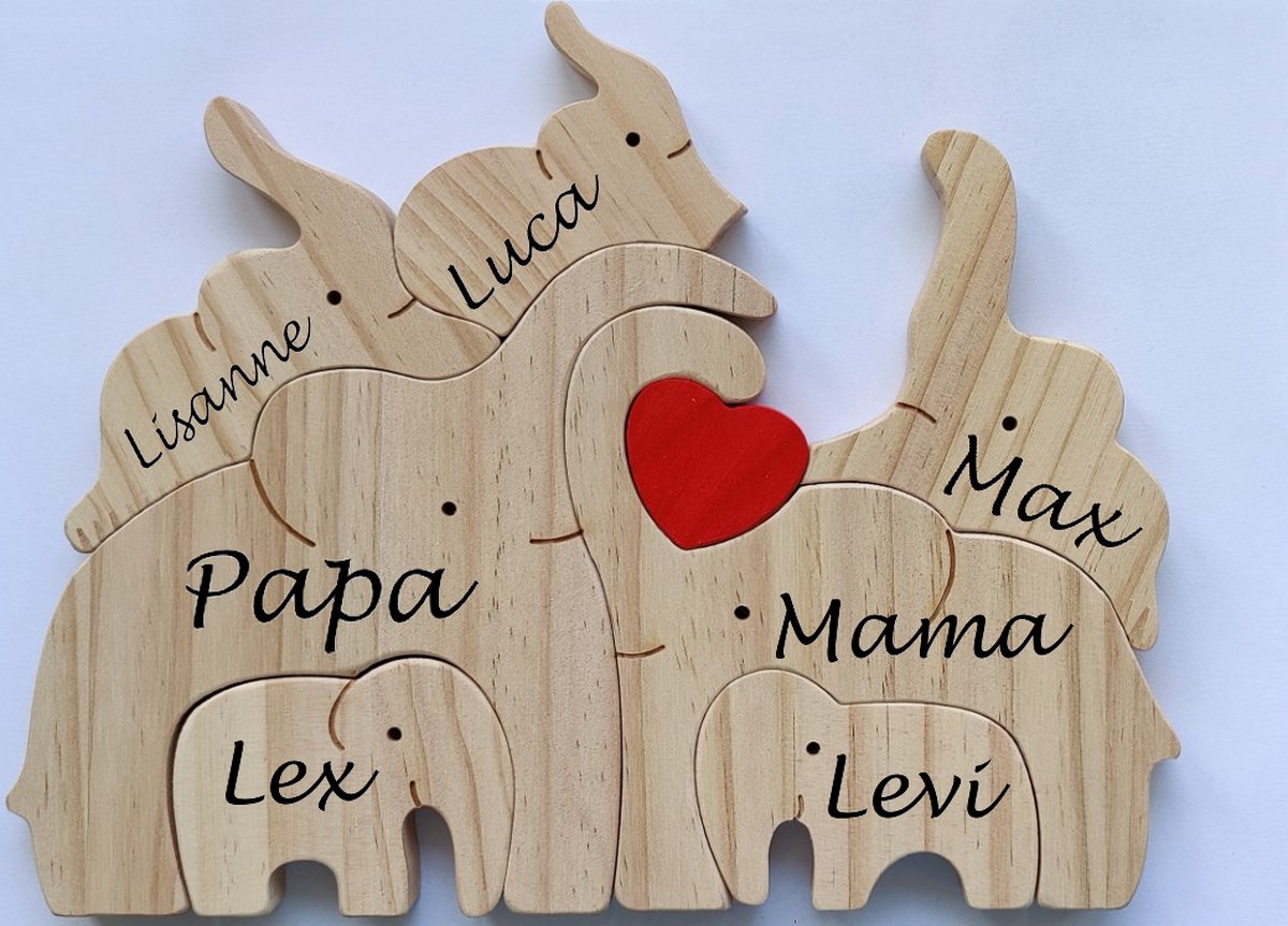 Goedkoopste Gepersonaliseerde olifanten familie - geboorte - kraam cadeau - puzzel - 7 olifanten