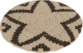 J-Line Rond Ster placemat - jute - naturel - 6 stuks - woonaccessoires