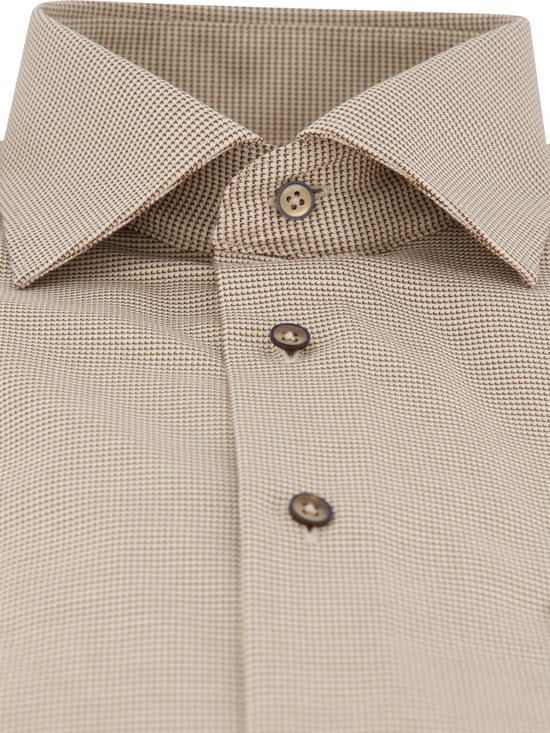 ETERNA comfort fit overhemd - structuur - beige mini dessin - Strijkvrij - Boordmaat: 48