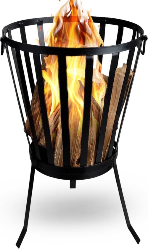 HEAT Outdoor Living Vuurkorf - Traditioneel Hoog Model met Twee Handvatten - Sfeervol voor Tuinfeesten - Exclusief Bodemplaat (Optioneel Verkrijgbaar) - Ideaal als Cadeau - 35x35x57 cm