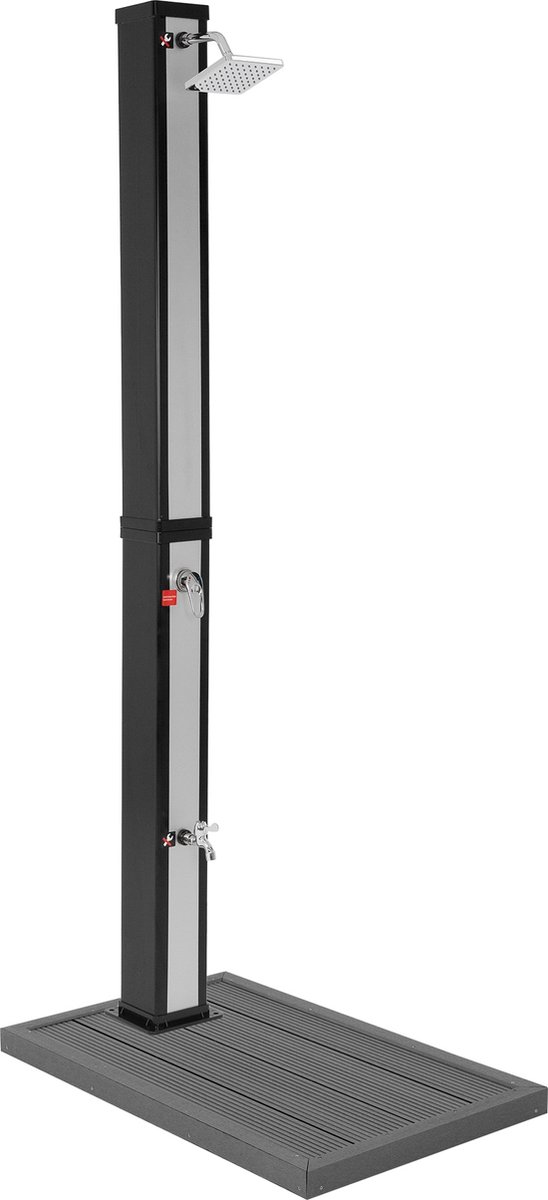 Zonnedouche 40L met voetdouche en regendouchekop 217 cm Zilver/Zwart ML-Design