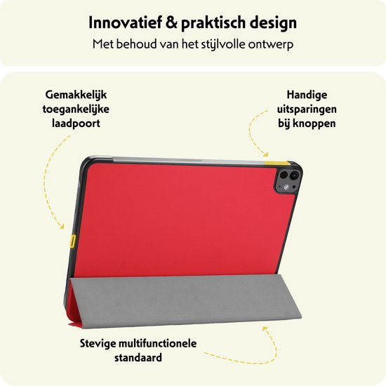 Étui pour iPad Pro 2024 (11 pouces) Étui de Luxe Book Case - Étui pour iPad Pro 2024 11 pouces (7e génération) Étui de protection - Rouge