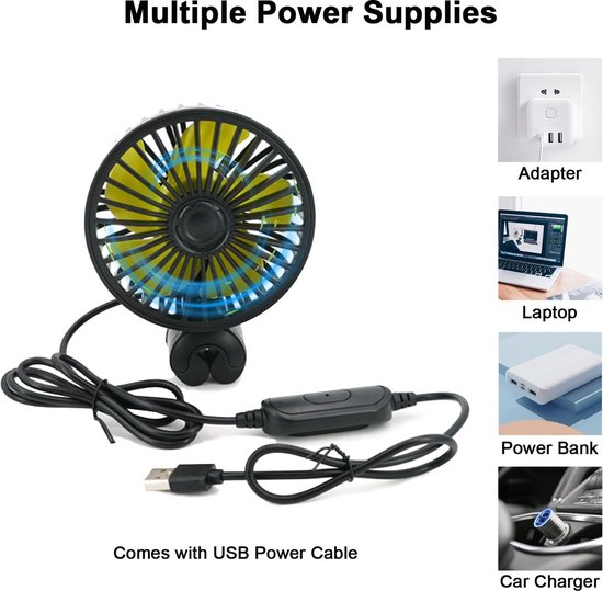 Ventilateur de Voiture, USB Ventilateur de refroidissement de