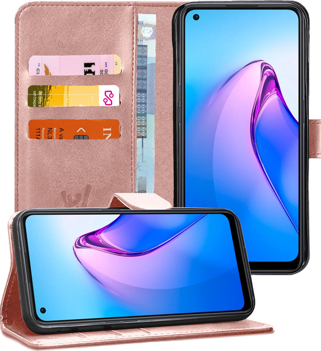 Hoesje geschikt voor Oppo Reno 8 - Portemonnee Book Case Rosegoud