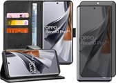 Hoesje geschikt voor Oppo Reno 10 / 10 Pro - Privacy Screenprotector Volledig Dekkend Glas - Portemonnee Book Case Zwart
