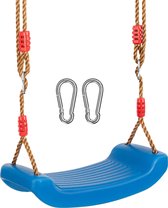 tectake® schommelzitje voor kinderen - tuinschommel van kunststof - weerbestendige kinderschommel - in hoogte verstelbare touwen - antislipoppervlak - ergonomisch - schommel buiten en binnen - blauw