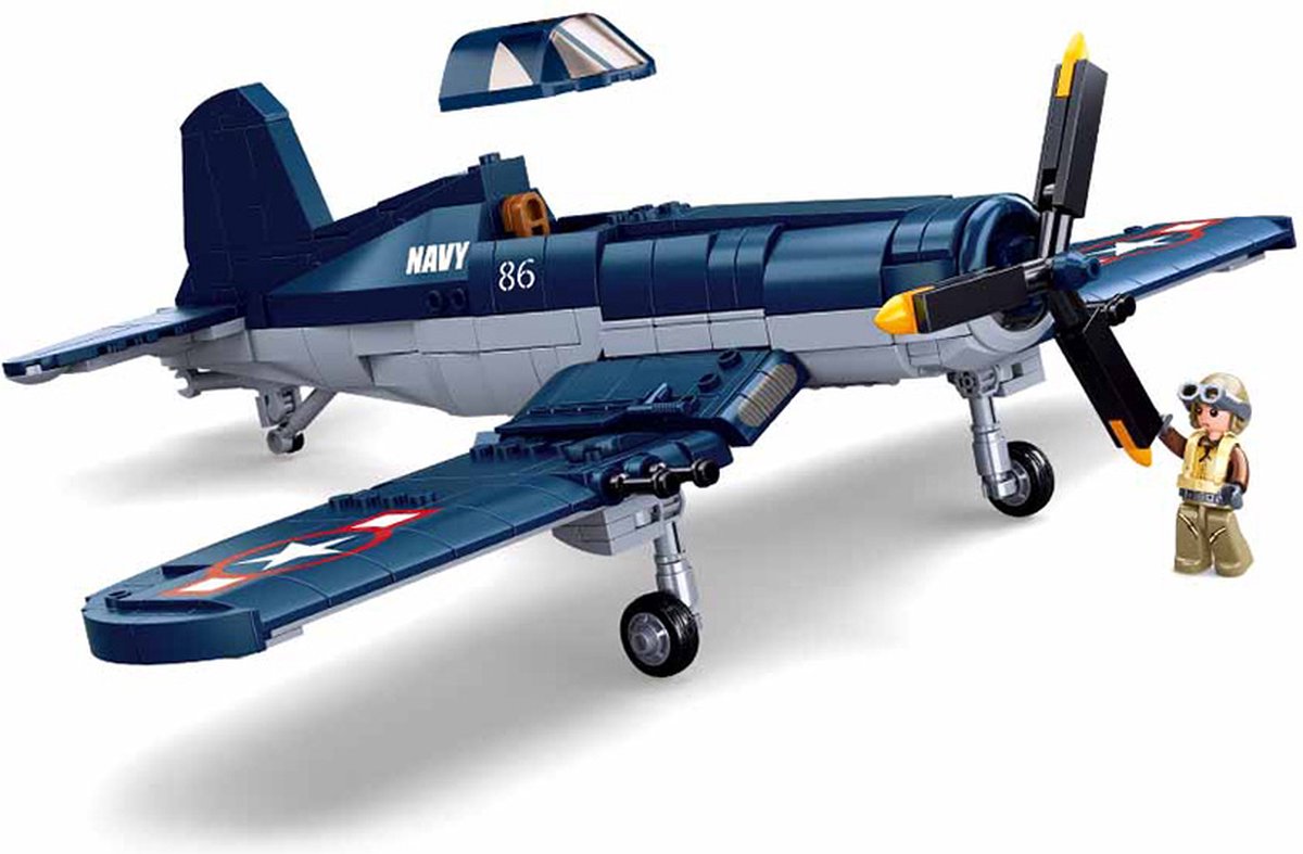 Sluban Army WWII F4U Fighter vliegtuig bouwspeelgoed - Constructiespeelgoed modelbouw - bouwdoos met 550 bouwstenen - M38-B1109 vanaf 8 jaar — afbeelding 4