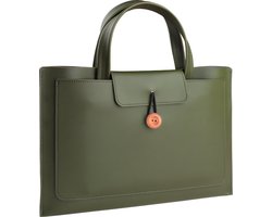 Laptoptas 11 tot 14 inch - 3 Vakken - Vegan Leer - Laptophoes - Laptop Tas - Geschikt voor o.a Dell XPS 13, MacBook Air Pro, Surface Pro 9, ChromeBook - Groen