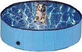 Opvouwbaar Hondenzwembad HxØ: 30x120 cm met Afvoerdop - Zwembad voor Honden - Blauw