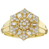 Bague Femme Or Design Fantaisie Baguette Zircone 14 carats