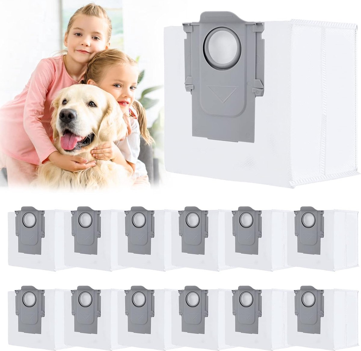 12x Roborock Stofzuigerzakken geschikt voor S8+/S8 Pro Ultra/S7 MaxV Ultra/S7 Pro Ultra/Q7+/Q7 Max+/Q8 Max+/ Q5 Pro+ stofzuiger afzuigstation, stofzak, reserveonderdelen, accessoires voor Roborock