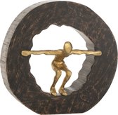 J-Line figuur Vallend - hout/metaal - zwart/goud