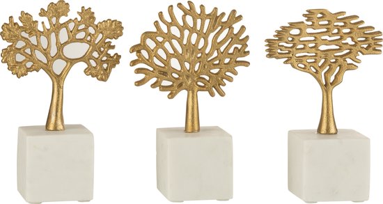 Foto: J line decoratie boom op voet aluminium marmer goud wit 3 stuks