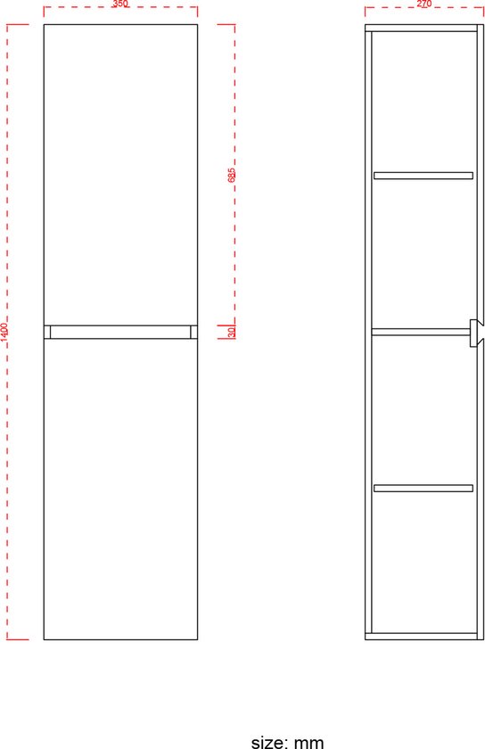 LOMAZOO Ensemble de meuble de salle de bain Zwart Mat 80 cm - Ensemble de meuble de salle de bain - Meuble vasque - Meuble de salle de bain haut [AVALON]