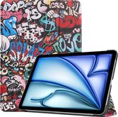 Hoozey - Tablet hoes geschikt voor iPad Air (2024) - Tri-fold hoes met auto/wake functie - 11 inch - Graffiti