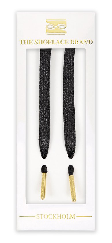 Veters plat - glitter zwart - 120cm veters voor wandelschoenen, werkschoenen en meer