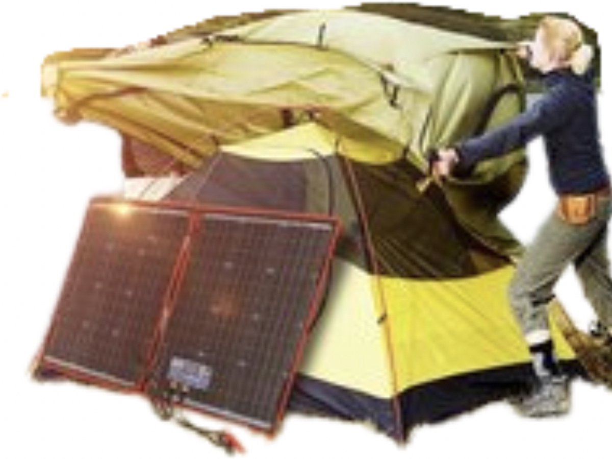 VORLOU - Opvouwbare Zonnenpanelen - Draagbaar Zonnepaneel - Mobiel Solar Panel - Flexibel - Inclusief Accessoires - Lichtgewicht - 100W - 12V – Zwart