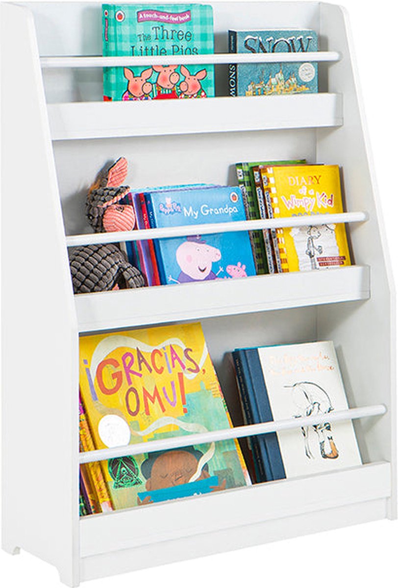 Rootz Living Rootz Kinderboekenplank Wandplank Opbergrek MDF & Grenen Constructie Kindvriendelijke Hoogte Anti-Tip Veiligheid Afgeronde Hoeken 85cm x 86cm x 26cm