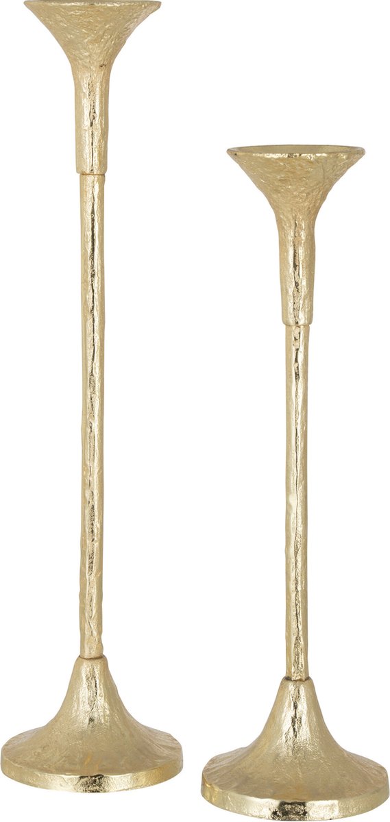J-Line kandelaar Marie - aluminium - goud - 2 stuks