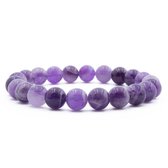 Bixorp Gems Bracelet en pierres précieuses d'améthyste de rêve - Bracelets de perles violettes polies - Améthyste de Dream - Cadeau pour homme et femme - Fabriqué naturellement - 20 cm
