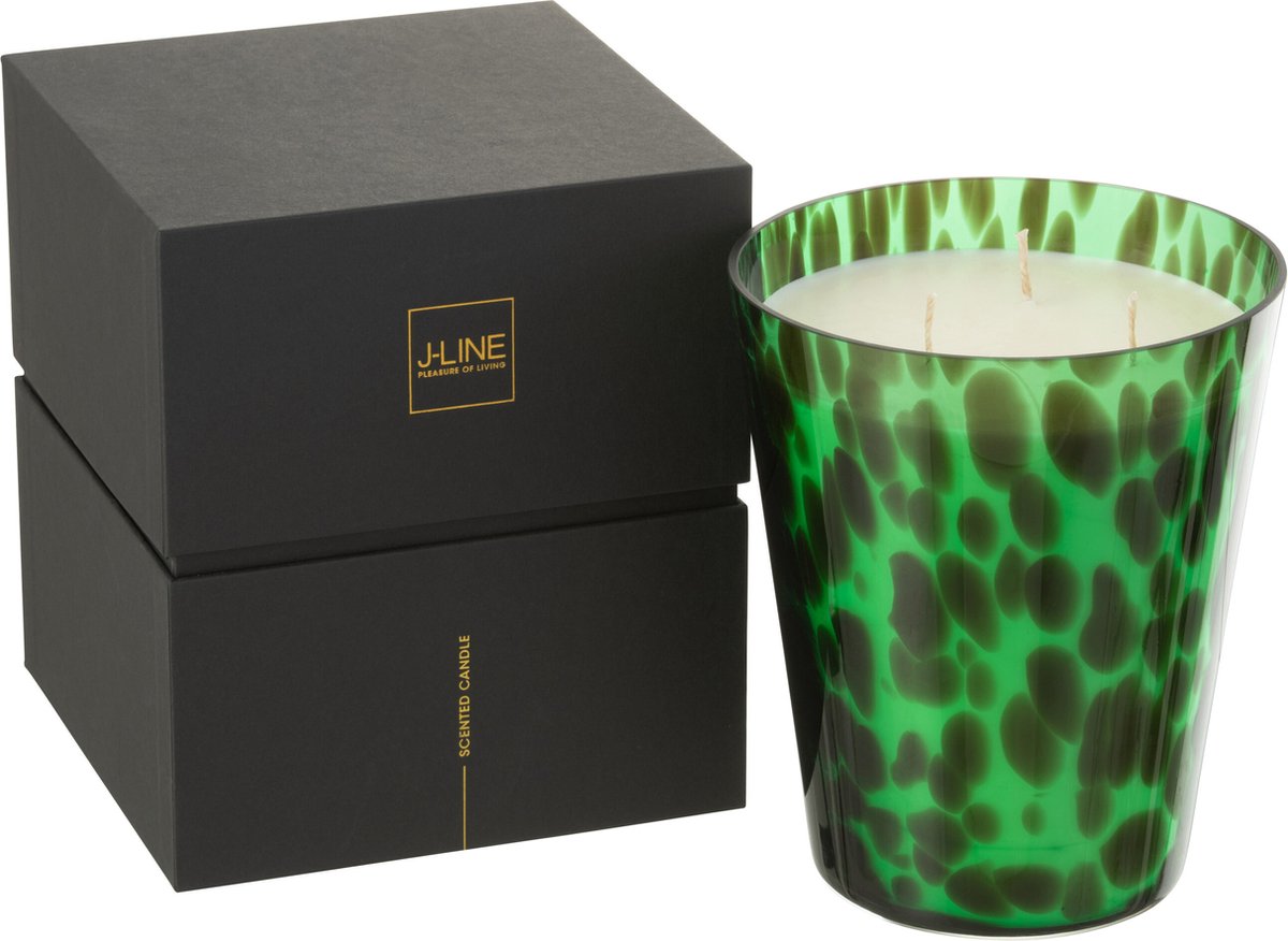 J-Line geurkaars Noa - Sandalwood - glas - goen - large - 95U Groen